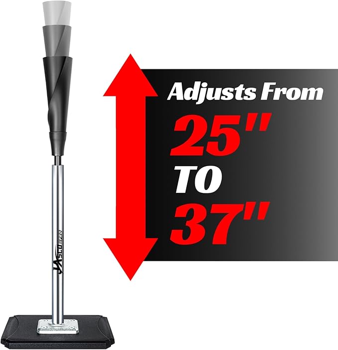 Portable Batting Tee,Height Adjustable from 25-37 inch Hitting Tee For Baseball and Softball, Easy Assemble Premium Baseball Tee with Rubber Top,Metal Base Softball Tee for Kids/Youths/Adults-StrideForce Fitness