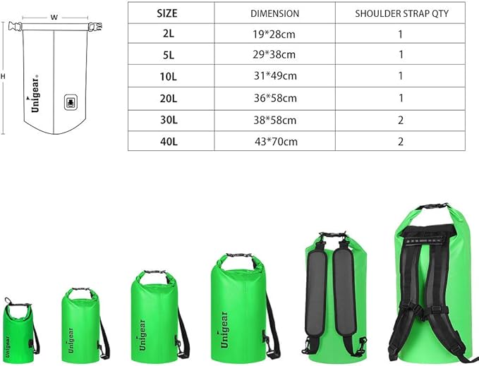 Unigear Dry Bag Waterproof, 2L/5L/10L/20L/30L/40L Floating and Lightweight Bags for Kayaking, Boating, Fishing, Swimming and Camping with Waterproof Phone Case-StrideForce Fitness