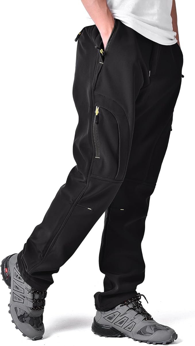 Toomett Men's hiking Snow Pants Skiing Winter Insulated Fleece lined Outdoor Water Repellent camping,walking,fishing