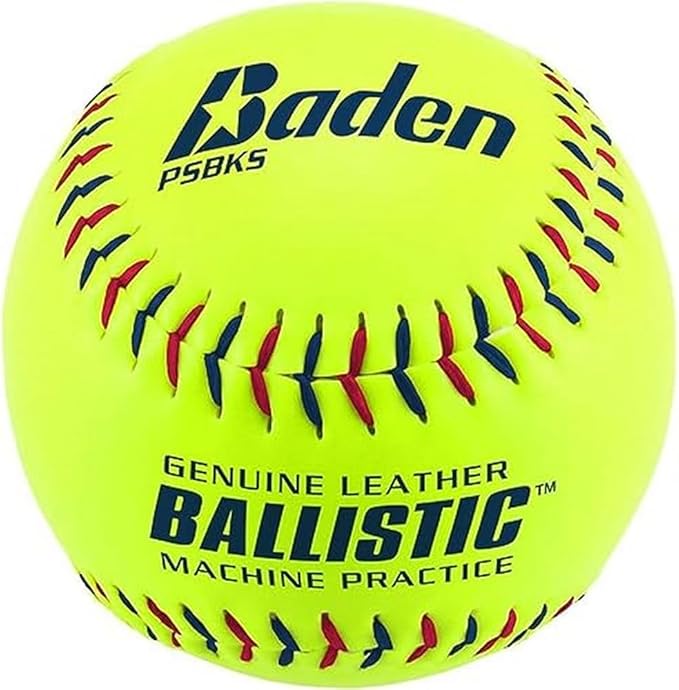Baden Ballistic Leather Pitching Machine Softball 12" | Reinforced Kevlar Seams for Added Durability | Long Lasting Practice Softball | One Dozen-StrideForce Fitness