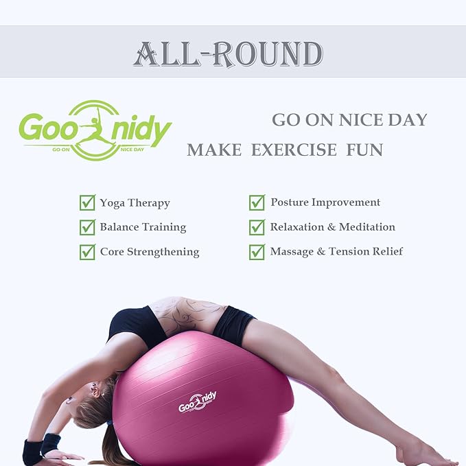 Soft Exercise ball, Anti-Burst Yoga Ball Chair Supports 2200lbs, Workout Equipment w/ Pump for Women Pregnancy, Medicine, Birthing, Physical Therapy, Stability, Excersing, Birth, Swiss, Fitness, Gym-StrideForce Fitness