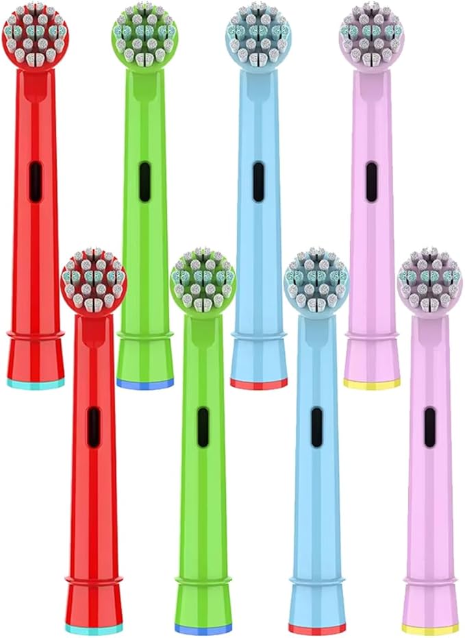 Kids Toothbrush Heads Compatible with Oral B - Electric Toothbrushes, Replacement Brush Heads with Protective Caps, 4/8/12/16 Pack (8)