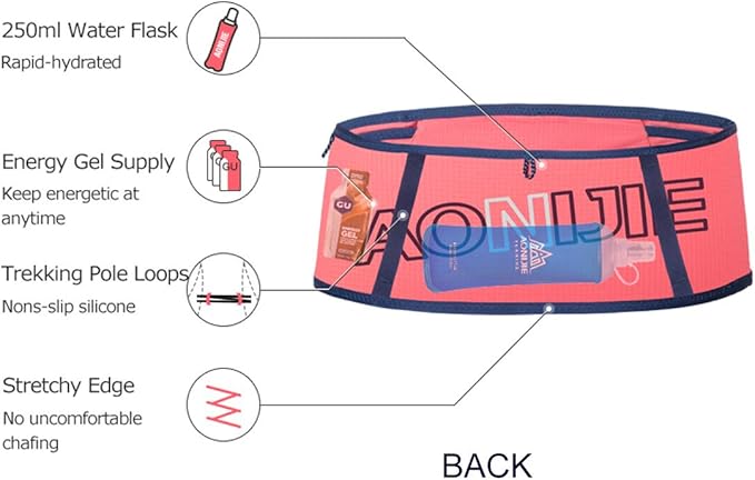 AONIJIE Lovtour Running Belt Waist Pack, Flip Waist Belt,with 250ml Soft Water Bottle Free and Lightweight for Marathon Climbing Jogging Cycling Workout Fitness Mobile Phone Holder-StrideForce Fitness