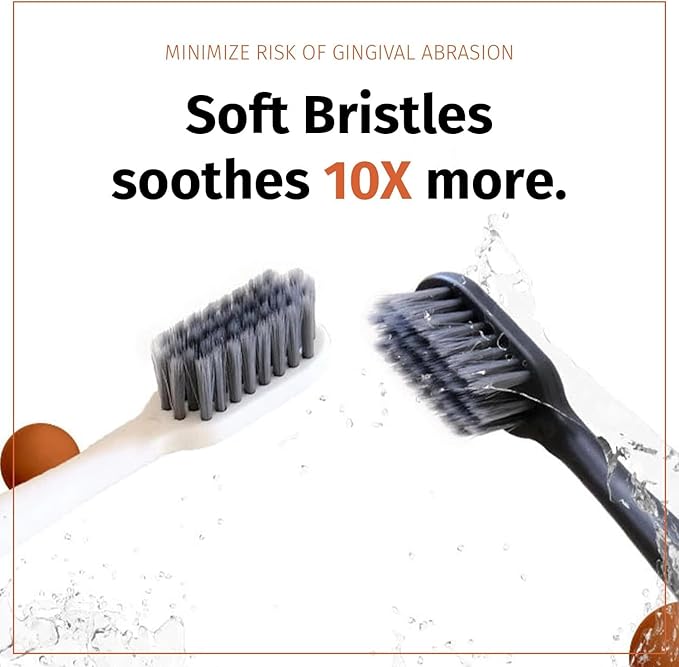 TOKII Tongue Scraper Cleaner Charcoal Bristles Toothbrush for Bad Breath with Waterproof Pouch for Travel, Hygienic Stand and Enviromentally Friendly