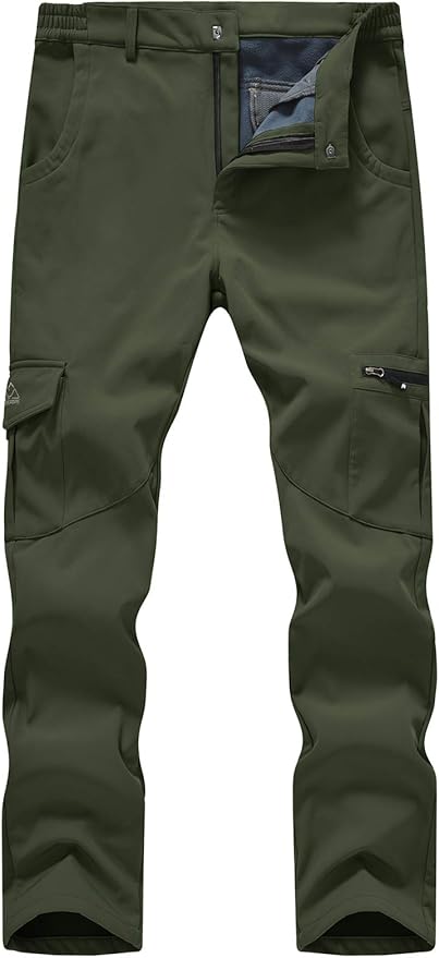 TBMPOY Men's Snow Ski Fleece Lined Hiking Pants Waterproof Winter Snowboard Warm Outdoor Insulated Pants Windproof