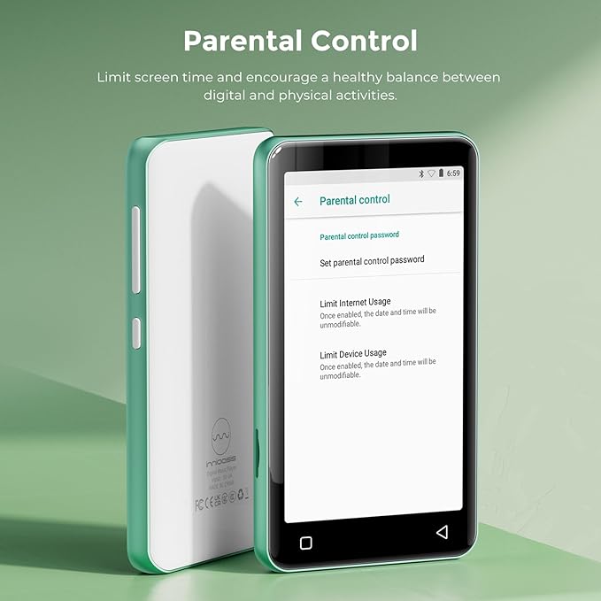 innioasis 80GB MP3 Player with Bluetooth and WiFi, MP3 Player for Kids with Spotify, Spotify Kids, Pandora, Audible, 4.0" Touch Screen Music Player with Parental Controls, Up to 1TB (White+ Green)-StrideForce Fitness