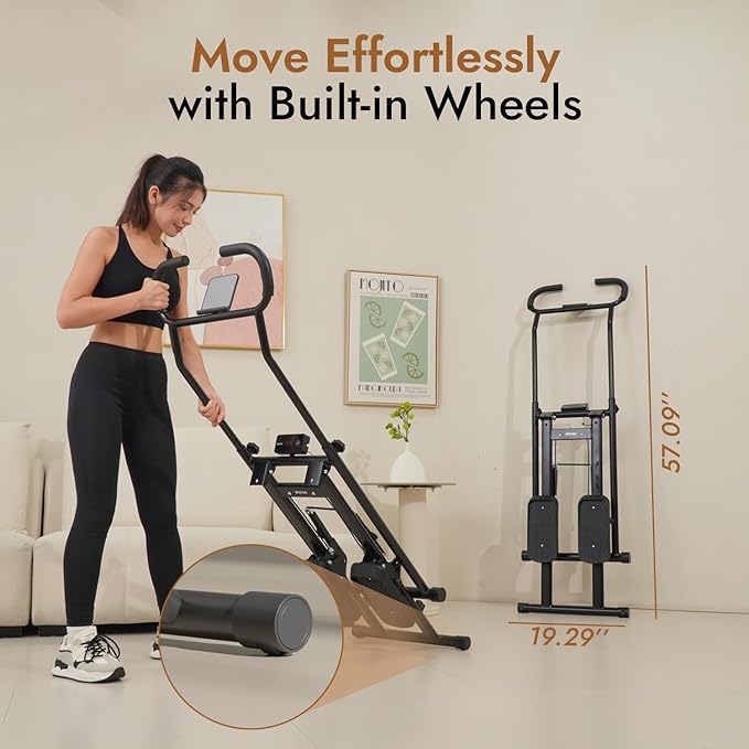 Stair Stepper with Adjustable Resistance - Stair Climber for Home Gym, Folding Cardio Machine with Extended Step Range, Adjustable Handlebar & Pedals, Tablet Holder by MACYO-StrideForce Fitness