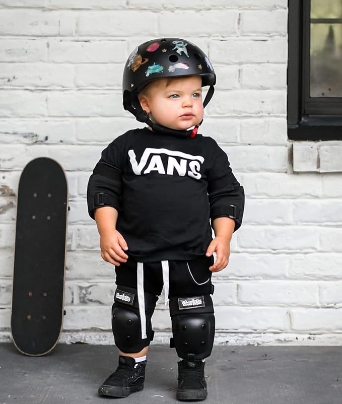 Simply Kids Knee and Elbow Pads with Wrist Guards, HardSoft Pad Tech. - CPSIA Certified Protective Gear Set - Inline Roller Skate Skateboard Bike Knee Pads for Kids Child Girls Boys Toddler Youth-StrideForce Fitness