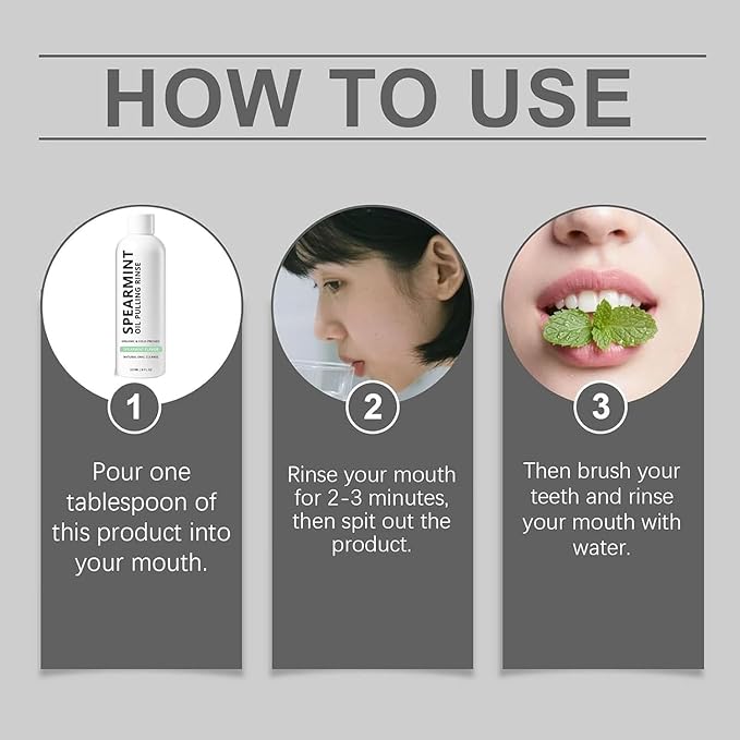 Spearmint Oil Pulling Rinse, Cold-Pressed Coconut Oil for Whitening Teeth, Peppermint Pulling Oil for Teeth and Gums, Pure Mint Mouthwash (2PCS*100ML)