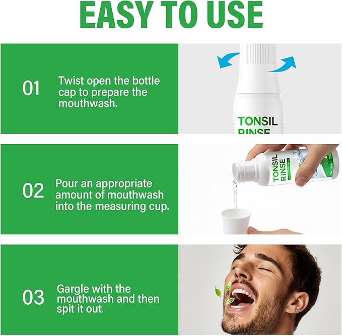 Tonsil Stone Remover Mouthwash - Alcohol-Free Oral Rinse to Soothe Tonsils and Combat Bad Breath, 4 Fl Oz