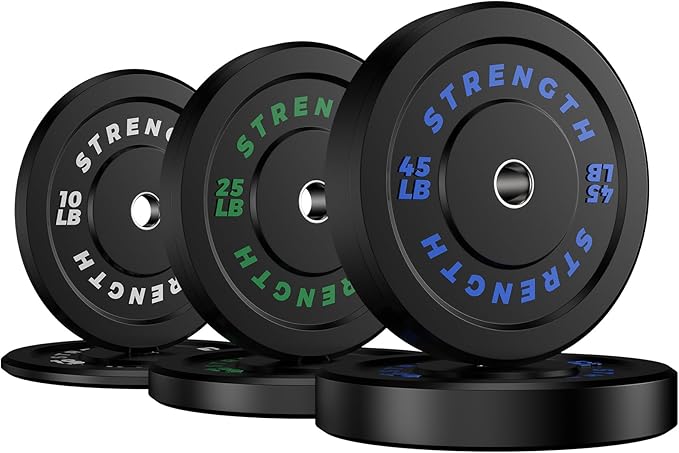 Premium Color-Coded Rubber Bumper Plates Set - 2 Inch Olympic Weight Plates for Home Gym Cross and Strength Training-StrideForce Fitness