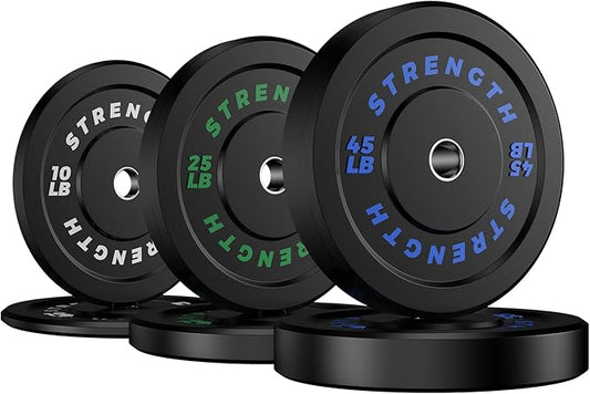 Premium Color-Coded Rubber Bumper Plates Set - 2 Inch Olympic Weight Plates for Home Gym Cross and Strength Training-StrideForce Fitness