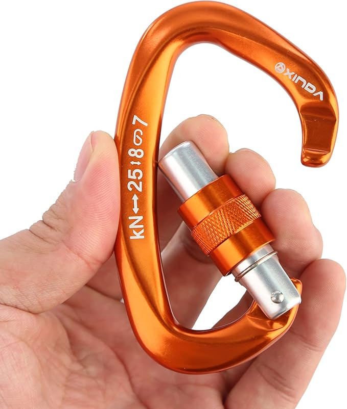 Screwgate Locking Carabiner Clip - Professional Rock Climbing Carabiner Screw Lock,Heavy Duty Carabiners for Climbing,Mountaineer,Hammock,Camping,Outdoor Equipment-StrideForce Fitness