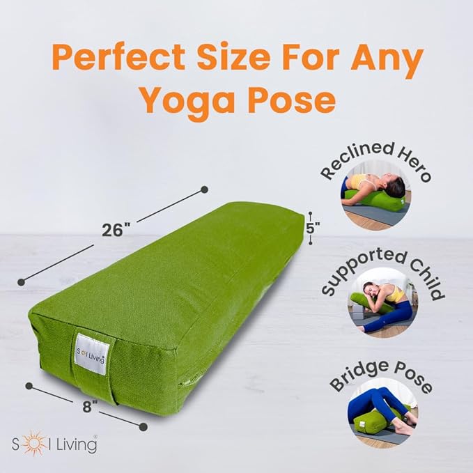 Sol Living Yoga Bolster Pillow Rectangular Meditation Cushion Cotton Meditation Accessories for Restorative Yoga Meditation Pillow Yoga Pillow Firm Body Pillow Bolster Pillow for Legs Removable Cover-StrideForce Fitness