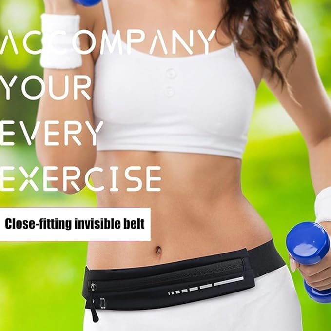 2 Pack Running Belt Slim Pack for Women Men, Phone Holder Runners Pouch Waist Belt for Workout Jogging, Money Belt Running Gift Gear Accessories, Black, One Size, Fashion (Black)-StrideForce Fitness