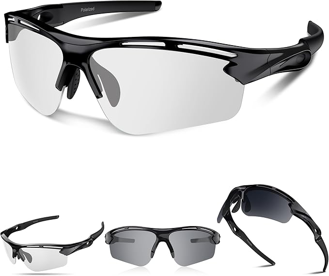 Polarized Sports Sunglasses for Men Women,UV400 Protection Sunglass for Running Cycling Fishing Hiking TR90-StrideForce Fitness