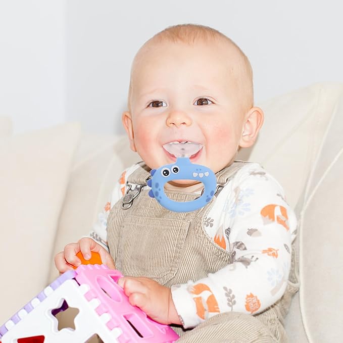 U Shaped Kids Toothbrush for Oral Care - 360° Rotating Silicone Head - Manual Self Brushing Toothbrush - Dinosaur Fun Brush for Ages 0-3 Kids