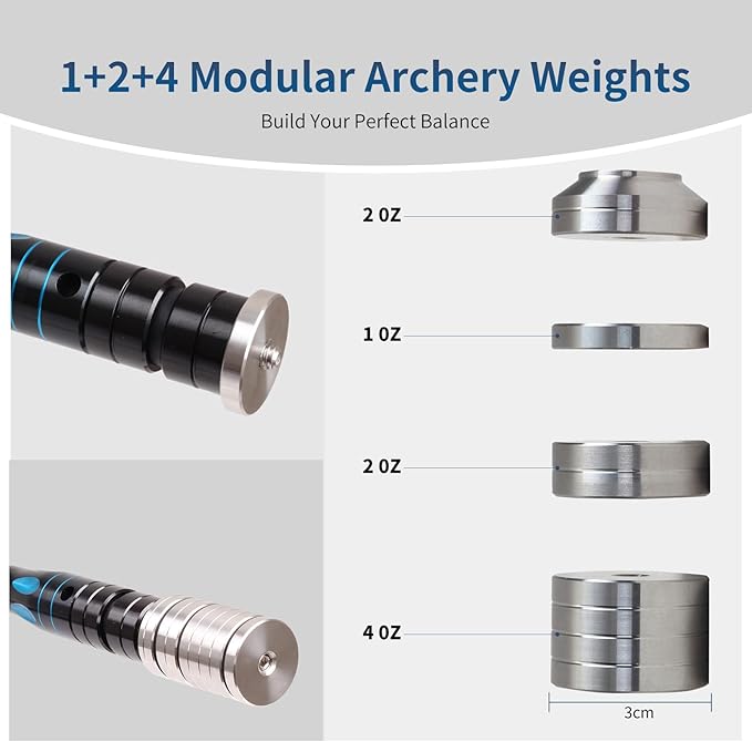 SPG Archery Bow Stabilizer Weights - Detachable Archery Stabilizer Weight Kit Universal 5/16 Thread Archery Barebow Weight Recurve Bow Weight for Compound Bow Recurve Bow Balance Bar-StrideForce Fitness