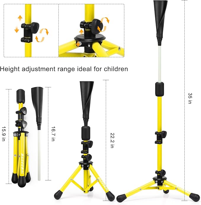 Baseball Tee for Kids,Batting Tee,Softball Tee,Youth Hitting Tee,Teeball Tee,Travel Tee,Easy Adjustable Height-StrideForce Fitness