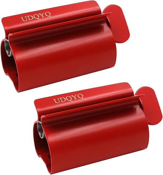 Toothpaste Squeezer - Metal Tube Squeezer Stainless Steel Tube Wringer UDQYQ Toothpaste seat Holder Stand (Red)