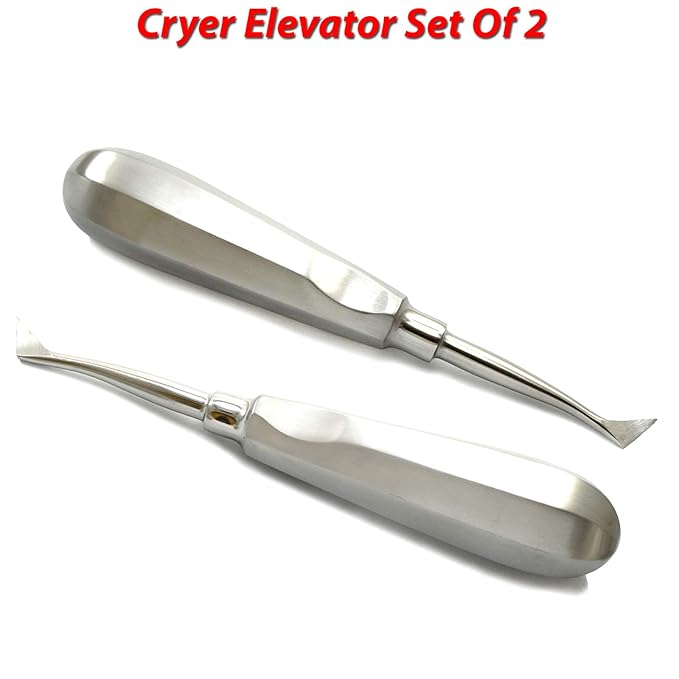MEDSPO Professional Dental Instruments Osteotome Periotome Luxating Elevator Implant | Orthodontic PDL Teeth | Surgical Root Extraction Spreading (Cryer Elevator set of 2)