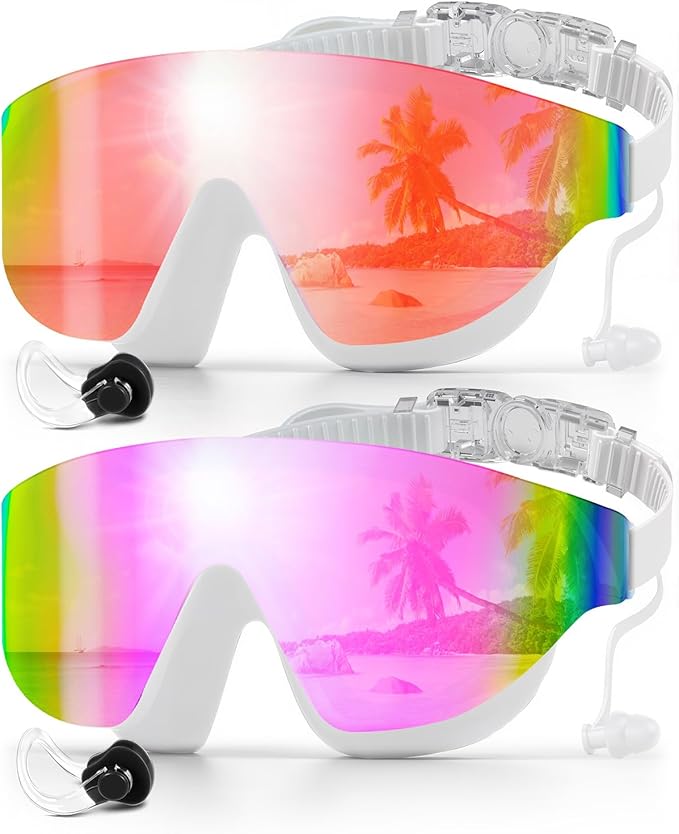 Swim Goggles, Frameless Wide View Swimming Goggles, Anti-Fog Anti-UV No Leaking Pool Goggles for Men Women Adult-StrideForce Fitness