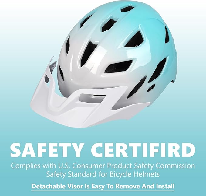 Kids Bike Helmet,Bavilk Kids Boys Girls Bike Helmets with LED Light Detachable Visor Children Youth Teen Multi-Sport for Skating Cycling Scooter Skateboard Adjustable & Lightweight 19.7"-22.4"-StrideForce Fitness