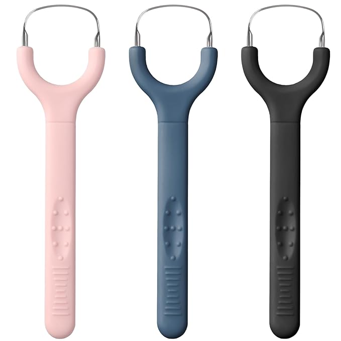 3 Pack Colorful Metal Tongue Scraper for Adults Stainless Steel Tongue Cleaner Tongue Brush Gentle Stylish Tongue Scrapers for Bad Breath Oral Hygiene Cleaning Tool