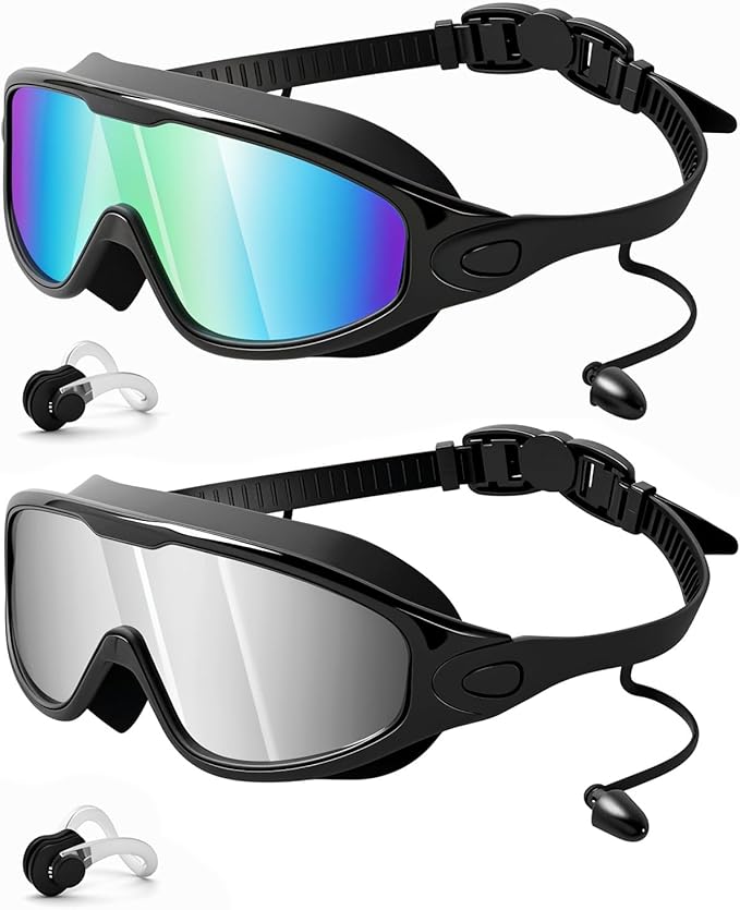 Rantizon Swim Goggles 2 Pack, Wide View Anti Fog&UV Swimming Goggles for Audlt, No Leaking Swim Glasses for Men Women Kids-StrideForce Fitness