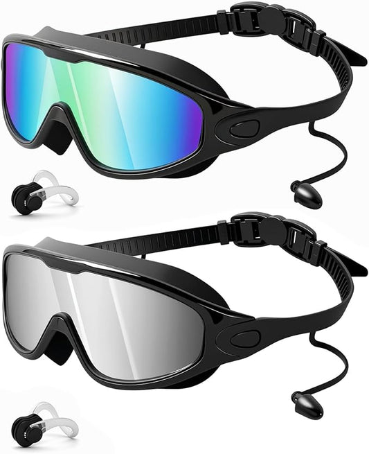 Rantizon Swim Goggles 2 Pack, Wide View Anti Fog&UV Swimming Goggles for Audlt, No Leaking Swim Glasses for Men Women Kids-StrideForce Fitness