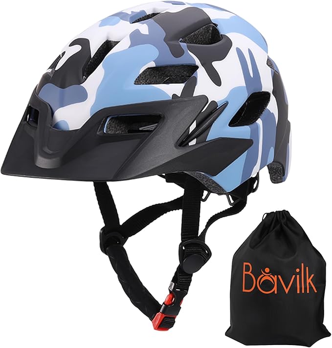 Kids Bike Helmet,Bavilk Kids Boys Girls Bike Helmets with LED Light Detachable Visor Children Youth Teen Multi-Sport for Skating Cycling Scooter Skateboard Adjustable & Lightweight 19.7"-22.4"-StrideForce Fitness