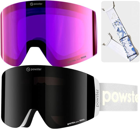 Ski Goggles Snow OTG Snowboard Goggles Magnetic Interchangeable Lens Frameless UV Protection Anti-fog mobile Skating-StrideForce Fitness