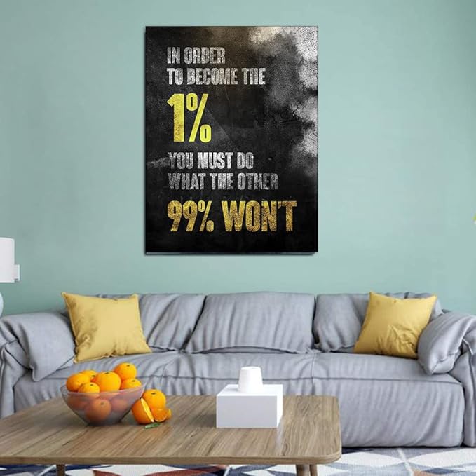 1% Entrepreneur Motivational Canvas Wall Art -Inspirational Office Wall Art Poster Quotes - Canvas Artwork Picture Print Framed for Home Office Bathroom Bedroom Wall Decor -24"X36"-StrideForce Fitness