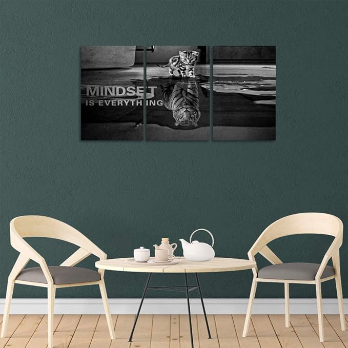Yetaryy Inspirational Canvas Wall Art Large 3 Pieces Motivational Wall Art Picture Mindset is Everything Wooden Framed Artwork Entrepreneur Quotes Inspiration Wall Decor Painting Picture Wall Ar Hang,-StrideForce Fitness