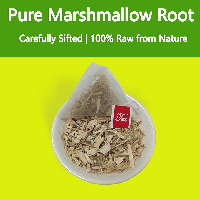 Samcci - Marshmallow Root Tea, 2g x 40 Tea Bags -100% Natural & Pure Dried Cut & Sifted Althaea Officinalis - No Sugar - No Caffeine - No Gluten - Vegan - Support Digestion & Respiratory-StrideForce Fitness