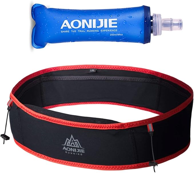 AONIJIE Hydration Belt Running Fanny Pack, with 250ml Soft Water Bottle Flask Phone Holder for Trailing Running Climbing Jogging Cycling Workout Fitness 3 Colors (Red, M/L)-StrideForce Fitness