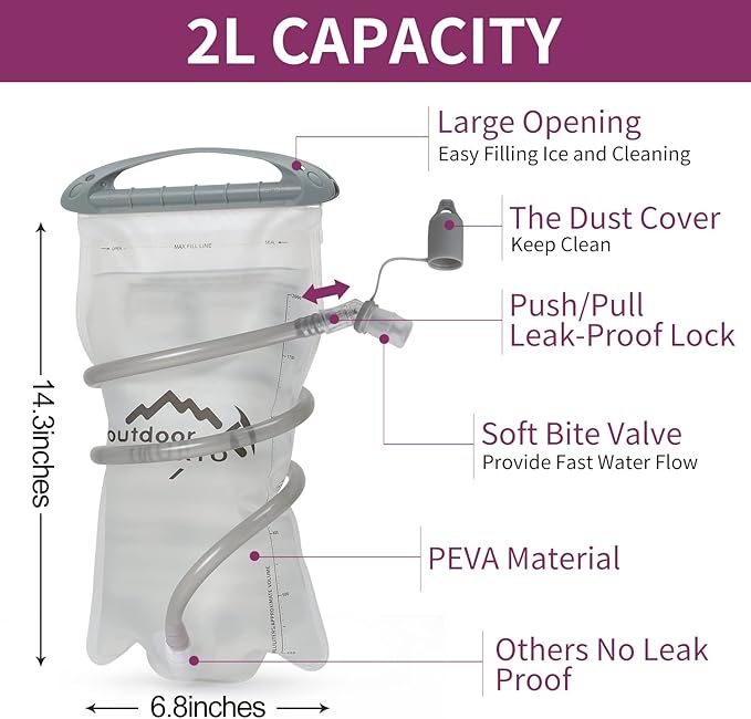 Hydration Pack Backpack, Lightweight Water Backpack with 2L Leakproof Hydration Bladder Daypack for Men Women,Running Hydration Vest for Outdoor Trail-StrideForce Fitness