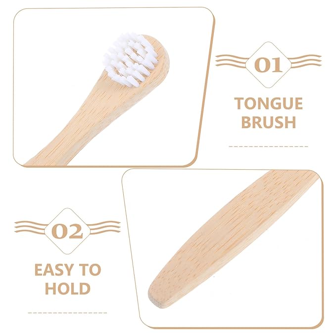 Tongue Cleaner Brush Ergonomic Grip for Oral Deep Cleaning (White)