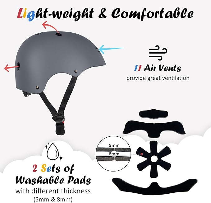 Kids Bike Helmet, Adjustable and Multi-Sport, from Toddler to Youth, 3 Sizes-StrideForce Fitness