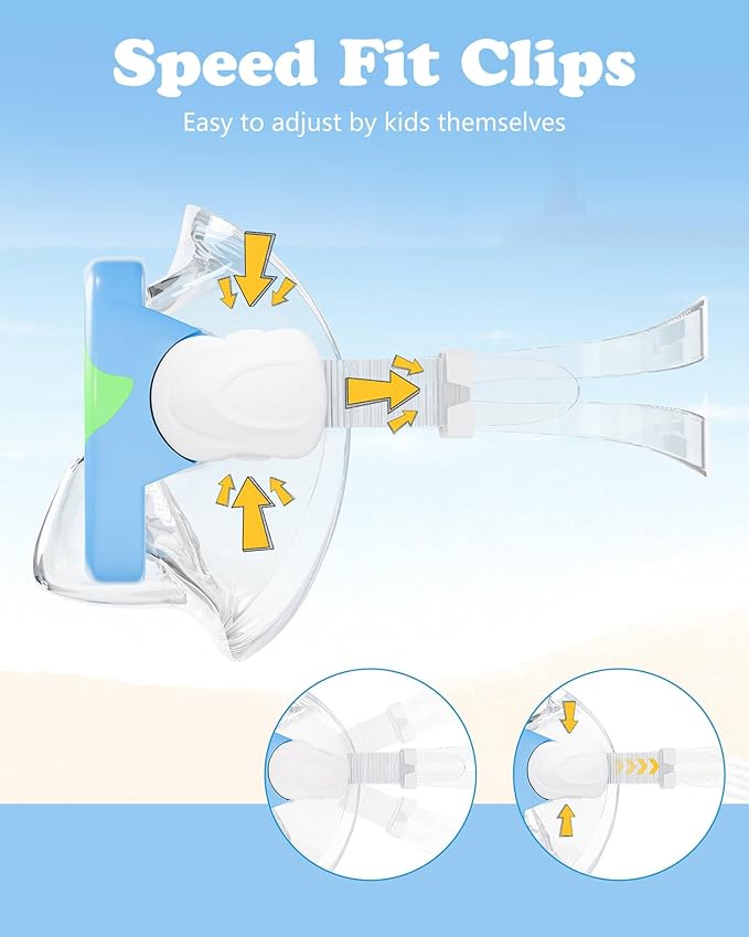 Aegend Kids Swim Mask Goggles, Tempered Glass 180° HD Wide View with Nose Cover-StrideForce Fitness