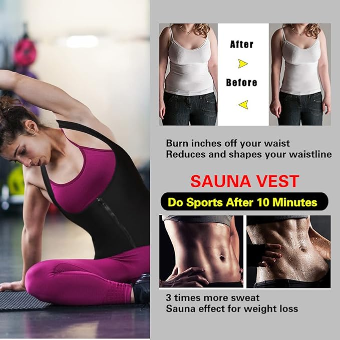 NonEcho Women Neoprene Sweat Vest for Women Sauna Suit Hot Sweat Waist Trainer Vest Slimming Body Shaper-StrideForce Fitness