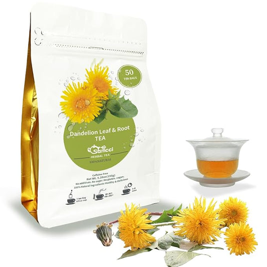 Samcci - Dandelion Leaf & Root Tea bags, 50 Teabags, Natural Roasted Dandelion Herbal Tea for Liver & Kidney Health, Support Digestion & Enhance Immune System, Caffeine Free-StrideForce Fitness