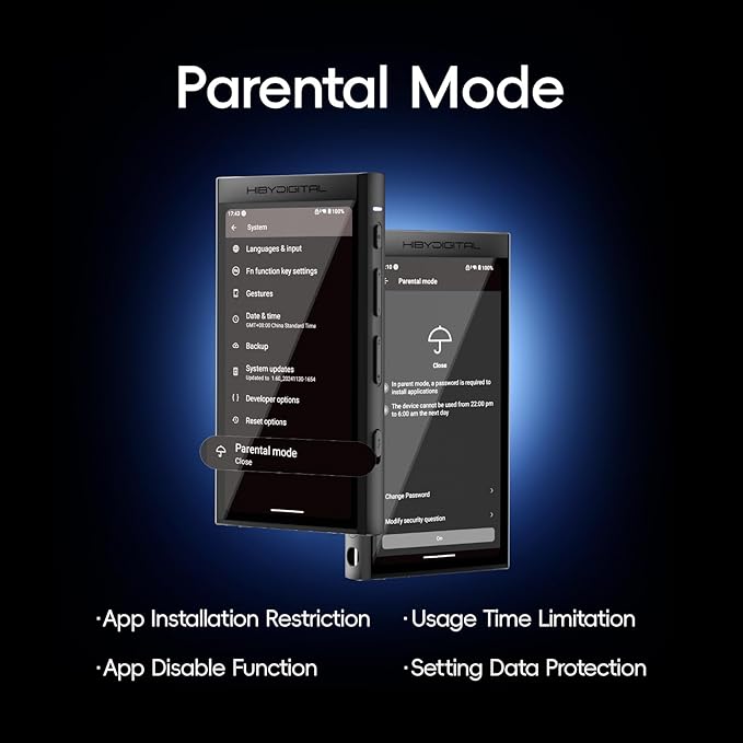 HiBy Digital M300 Music Player with Speaker Android 13 OS SD665 Soc Bluetooth WiFi and FM 1280x640 Resolution IPS Display Supports PCM768k DSD256 32G+2TB Expandable Memory Silver-StrideForce Fitness