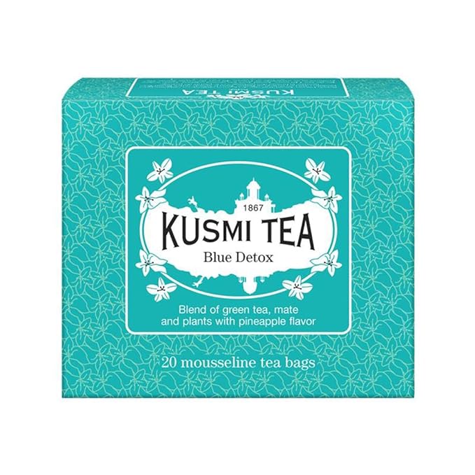 Kusmi Tea - Blue Detox - Blend of Green Tea, Mate & Pineapple - Rosehip, Rooibos, Mint, Guarana Flavours - Enjoy Hot or Iced - Exotic Infusion Perfect for Tea Lovers - 20 Tea Bags-StrideForce Fitness