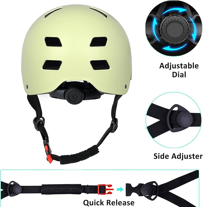 Bike Helmet 3 Sizes for Teenager Kids Youth Adults,Bavilk Skateboard Helmet Adjustable Multi-Sport Bicycle Cycling Scooter Roller Skate Inline Skating Rollerblading for Girls Boys Women Men Teen-StrideForce Fitness