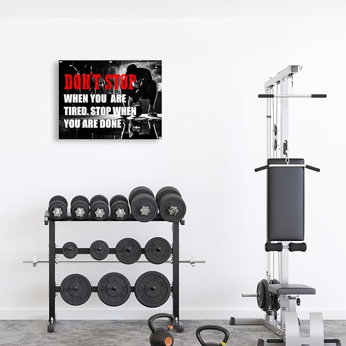OTINGQD Inspirational Gym Wall Decor,Fitness Quotes Wall Art,Don't Stop When You're Tired Stop When You're Done Canvas Wall Decor for Home Gym-StrideForce Fitness