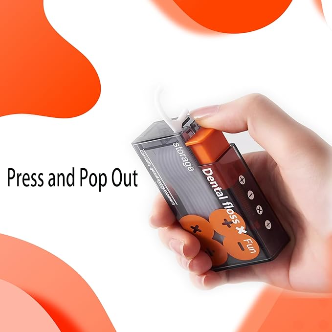 Floss Pick Dispenser, Portable Dental Floss Dispenser Refillable, Automatic Pop-Up Floss Container & Floss Pick Holder with 10 Floss Picks for Purse Bathroom Travel (6 Pack)