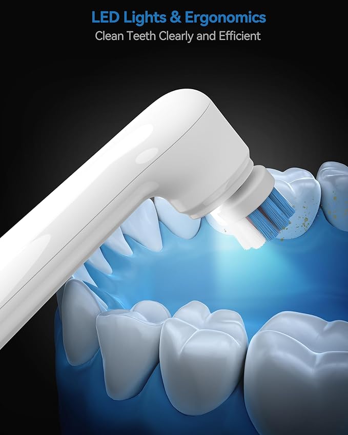 Tooth Polisher, Teeth Whitening Kit Teeth Stain Remover with 5 3D White Replacement Brush Heads and 3 Tooth Polish Paste, Rechargeable Teeth Cleaning Tools Dental Kit Oral Care Tools