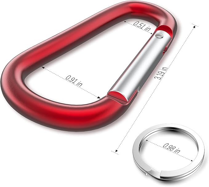 sprookber 3" Aluminum Carabiner D Ring, Caribeener Clips, Spring Snap Hook for Keychain Clip, Set of 10-StrideForce Fitness