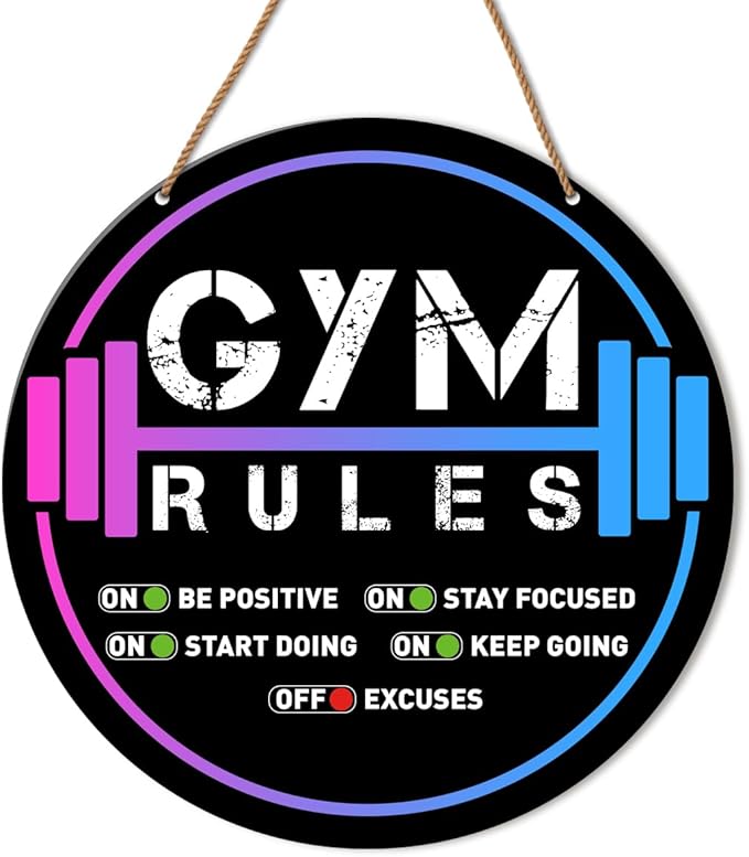 HSNBT Gym Signs Wall Decor, Home Gym Motivational Wall Decor Gym Hanging Signs Decorations for Fitness Workout Room Gift for Woman Man Gym Enthusiast, Gym Rules-StrideForce Fitness